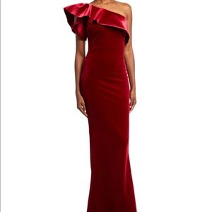 Chiara Boni Red Velvet Evening Gown